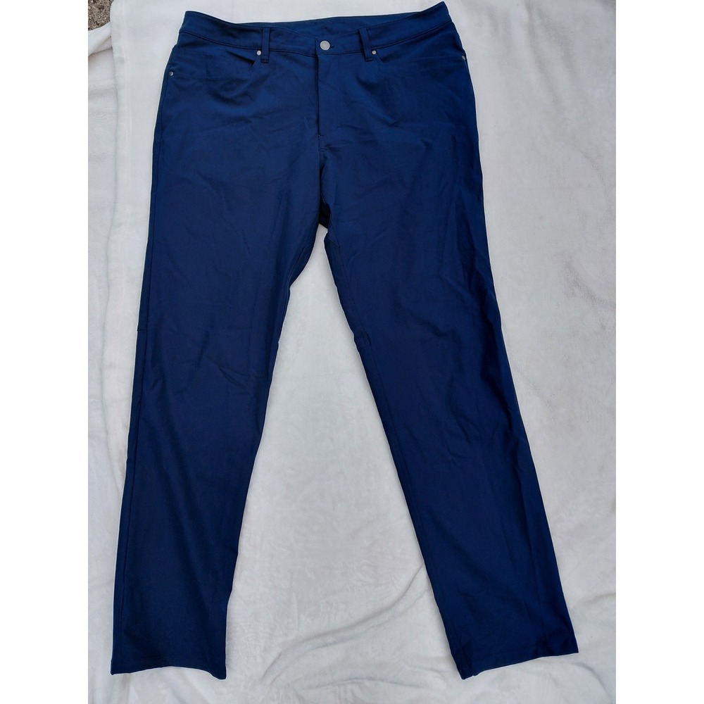 Lululemon ABC Pant Slim Warpstreme Navy Blue Mens 37x32 Five Pocket Trousers